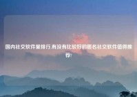 国内社交软件量排行,有没有比较好的匿名社交软件值得推荐?