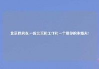 北京找男友,一份北京的工作和一个爱你的未婚夫?