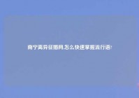 南宁离异征婚网,怎么快速掌握流行语?