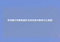 苏州婚介所哪家最好,在苏州找对象有什么渠道?