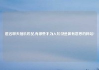 匿名聊天随机匹配,有哪些不为人知但是很有意思的网站?