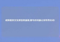 咸阳相亲交友微信群最新,哪句诗词最让你怦然心动?
