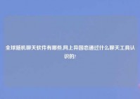 全球随机聊天软件有哪些,网上异国恋通过什么聊天工具认识的?