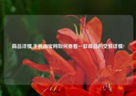 商品详情,手机淘宝网如何查看一款商品的交易详情?