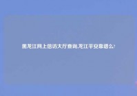 黑龙江网上信访大厅查询,龙江平安靠谱么?