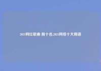 2021网红歌曲 前十名,2021网络十大用语