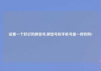 设置一个好记的微信号,微信号和手机号是一样的吗?