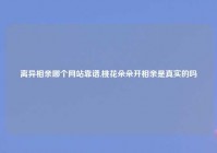 离异相亲哪个网站靠谱,桃花朵朵开相亲是真实的吗