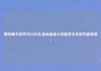 哪些聊天软件可以约会,谁知道最火的脱单交友软件最靠谱?