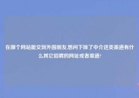在哪个网站能交到外国朋友,想问下除了中介这类渠道有什么其它招聘的网址或者渠道?