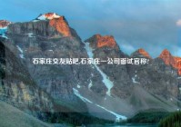 石家庄交友贴吧,石家庄一公司面试官称?