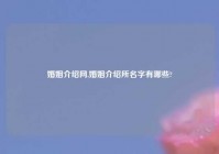 婚姻介绍网,婚姻介绍所名字有哪些?