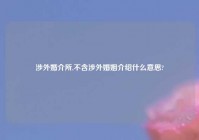 涉外婚介所,不含涉外婚姻介绍什么意思?