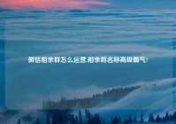 微信相亲群怎么运营,相亲群名称高级霸气?