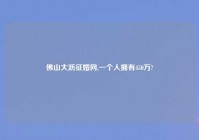 佛山大沥征婚网,一个人拥有450万?