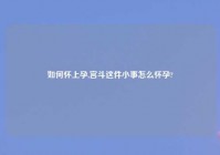 如何怀上孕,宫斗这件小事怎么怀孕?