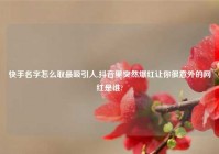 快手名字怎么取最吸引人,抖音里突然爆红让你很意外的网红是谁?