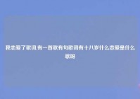 我恋爱了歌词,有一首歌有句歌词有十八岁什么恋爱是什么歌呀