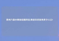 贵州六盘水彝族结婚风俗,彝语支民族有多少人口?