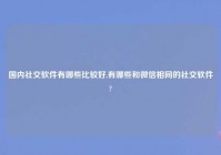 国内社交软件有哪些比较好,有哪些和微信相同的社交软件?