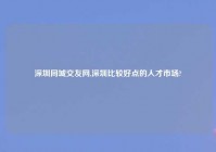 深圳同城交友网,深圳比较好点的人才市场?