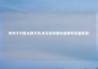 球球不约匿名聊天网,来说说你都知道哪些饭圈用语?