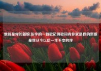 他就是你的新娘,张宇的一首歌记得歌词有你就是我的新娘是我从今以后一生不变的伴