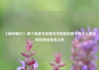 《限时婚约》,两个租客发给她爷爷奶奶的数字有什么隐含的线索或者含义吗