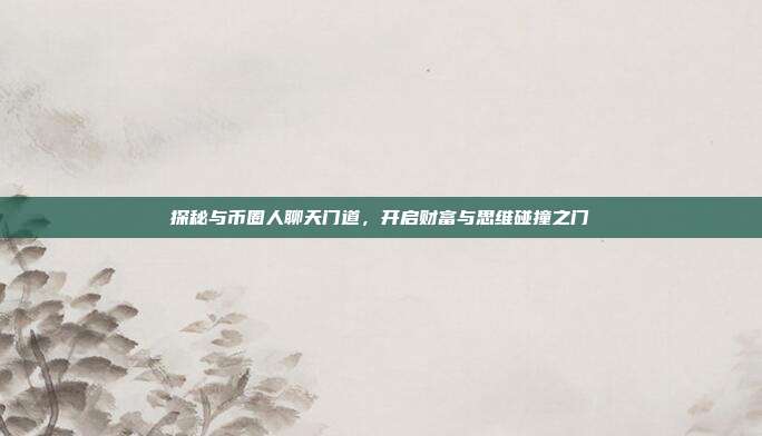 探秘与币圈人聊天门道,开启财富与思维碰撞之门