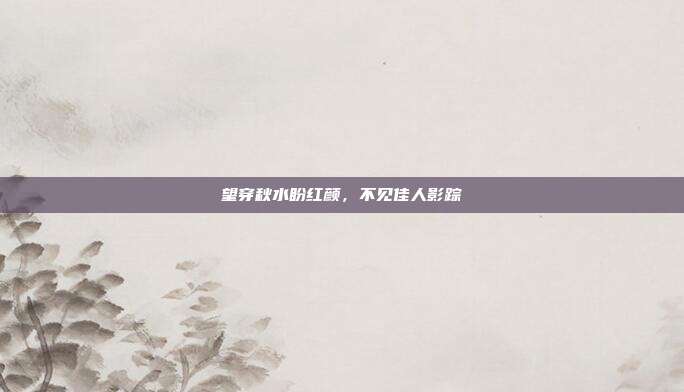 望穿秋水盼红颜，不见佳人影踪