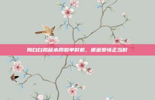 陶白白揭秘本周脱单时机,邂逅爱情正当时