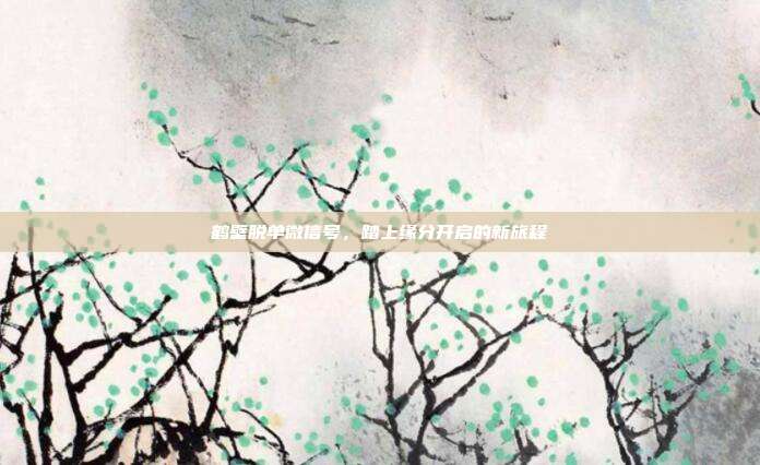 鹤壁脱单微信号,踏上缘分开启的新旅程