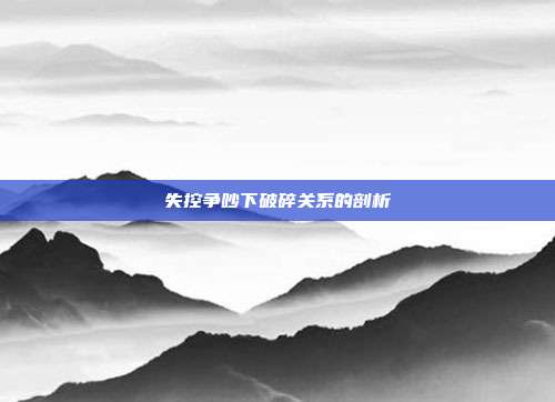 失控争吵下破碎关系的剖析