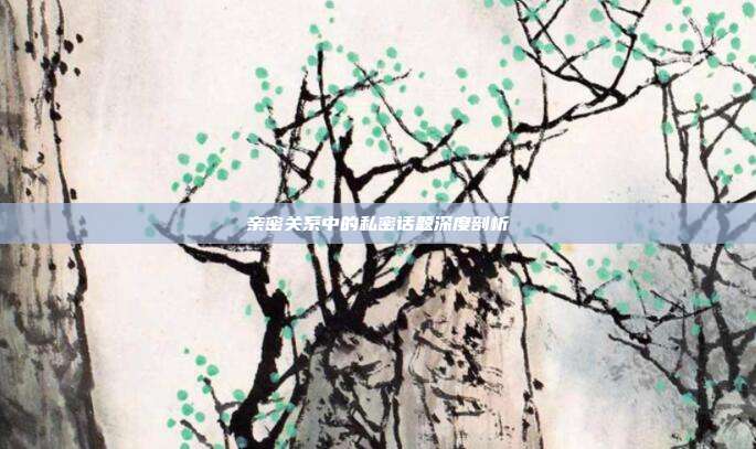 亲密关系中的私密话题深度剖析